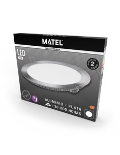 Downlight led redondo plata matel 24w fría 2