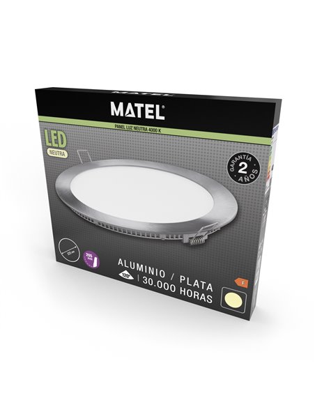 Downlight Led Redondo Plata 24w Neutra