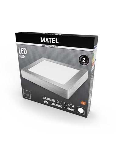 Downlight Led Superf Cuadr Plata 24w Fri