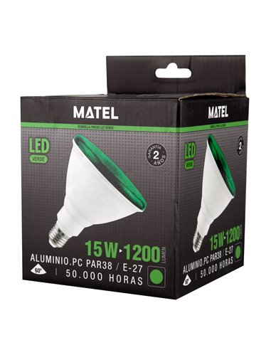 Bomb Led Par 38 Ip65 E27 15w Verde