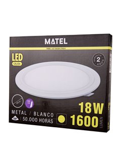 Downlight led matel redondo blanco 18w cálida 2