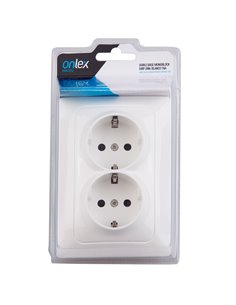 Base doble schuko empotrar onlex blanca universal 16a 2