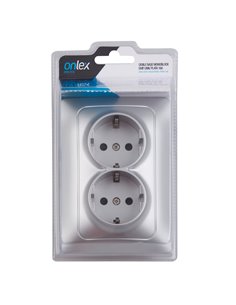 Base embutida dupla Schuko onlex universal prata 16a 2