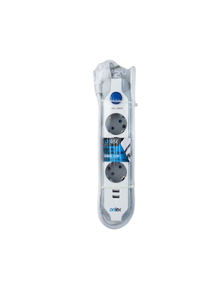 Base onlex pro 3 tomas + 2usb interruptor 1,5 mts