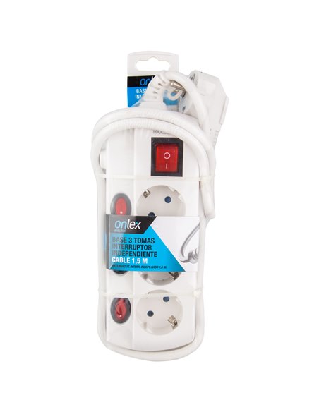 Base interruptor individual onlex cable 1,5 mts 3 tomas