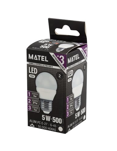 Lâmpada LED esférica Matel E27 5W 6400K (3...