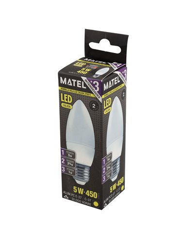 Bombilla led vela matel 5w e27 cálida (3 intensidades)