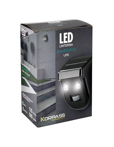 Aplique Led Solar Negro Sensor 16cm 6w