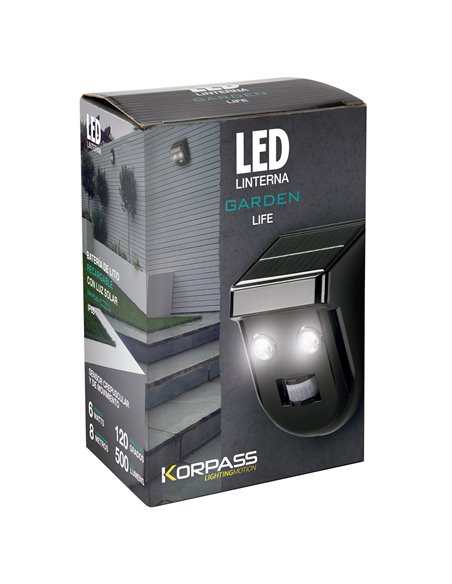 Aplique Led Solar Negro Sensor 16cm 6w