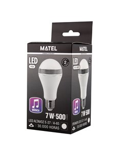 Bombilla led matel altavoz e27 7w fría 2