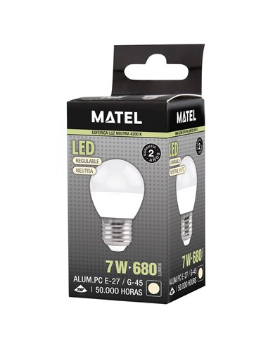 Bomb Led Esferica Regulable E27 7w Neut