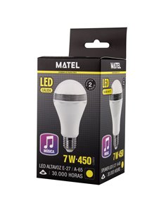 Bombilla led matel altavoz e27 7w cálida 2