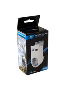 Adaptador 230V + 2usb Con Porta MoVil 2
