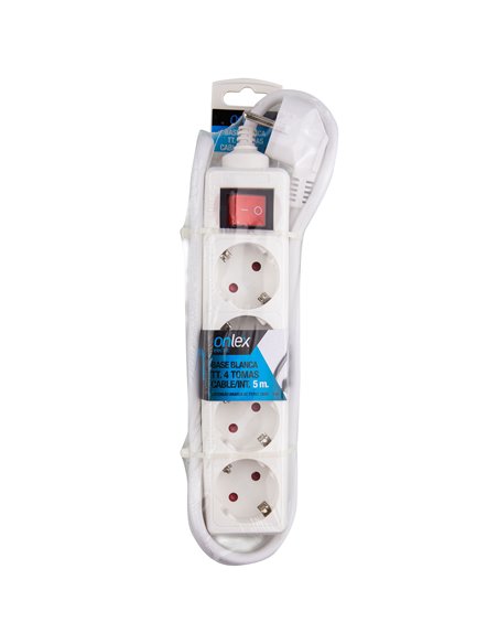 Base Onlex Blanca 4tomas Cable/Int 5mt