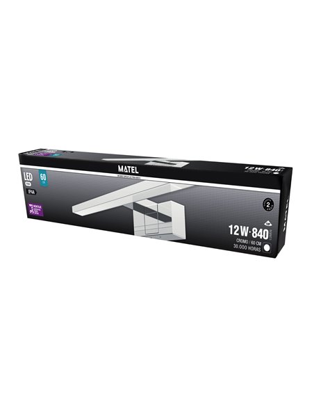 Aplique led espejo cromado matel 12w 600mm