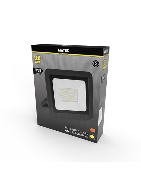 Proyector Led Plano Negro 10w Calida