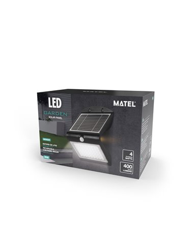 Sensor de luz de parede LED solar Korpass 4W preto 6400K