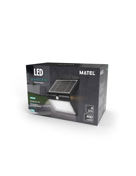 Sensor de luz de parede LED solar Korpass 4W preto 6400K