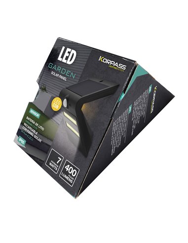Sensor de luz de parede LED solar Korpass 7W preto 6400K
