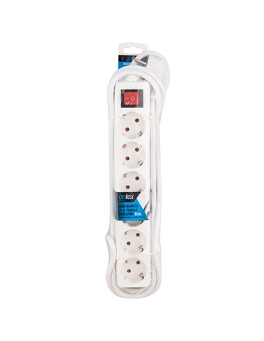 Base Onlex Blanca 6tomas Cable/Int 5mt
