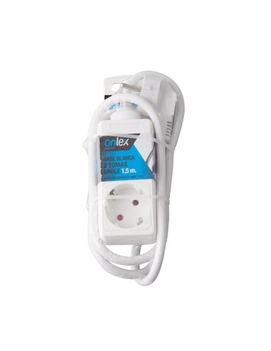 Base Onlex Blanca 2tomas Cable 1,5mt