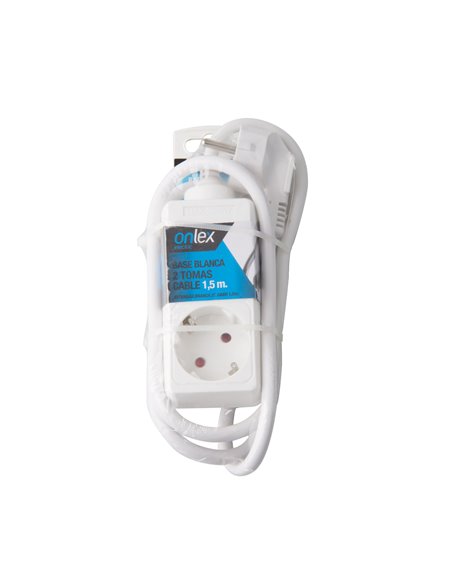 Base Onlex Blanca 2tomas Cable 1,5mt