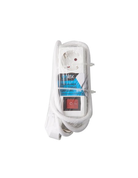 Base blanca onlex t/t interruptor cable 5 mts 2 tomas