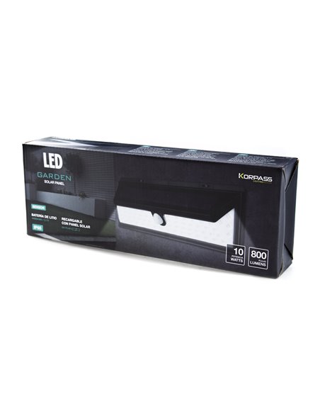 Aplique Led Solar Sensor Negro 10w Fria
