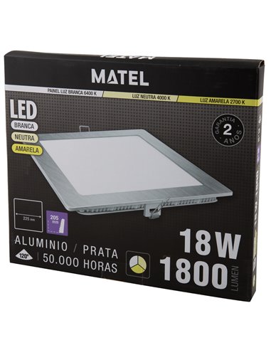Downlight Led Cuadra Plata 18w Tricolor