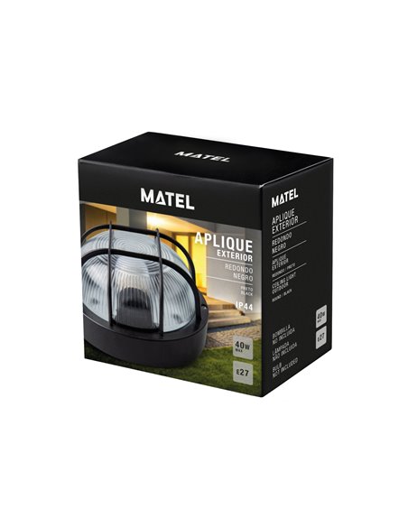 Aplique Redondo Negro Ip54 E27 Max40w