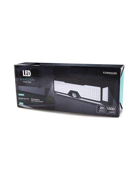 Aplique Led Solar Sensor Negro 20w Fria