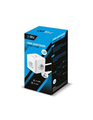 Powercube 10a 3tomas+3usb's 1,5mt Blanco