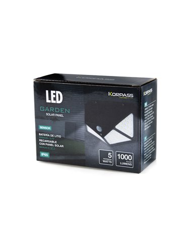 Aplique Led Solar Sensor Negro 5w Fria