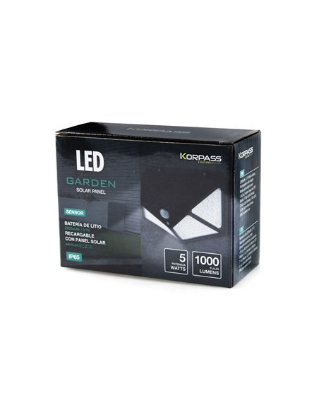 Aplique Led Solar Sensor Negro 5w Fria