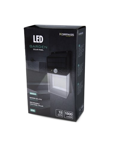 Aplique solar de parede LED Korpass com sensor 15W luz 6400K