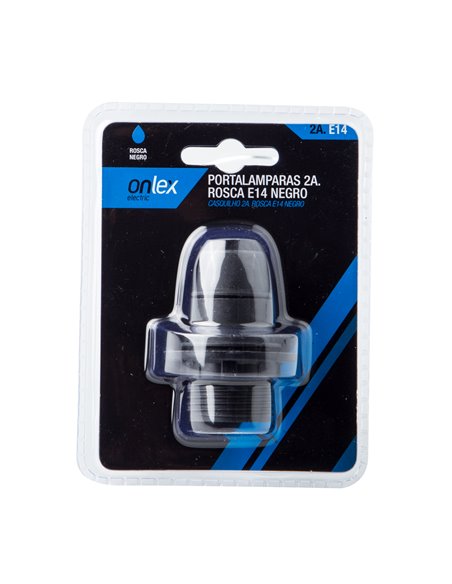 Portalámparas e14 onlex rosca 2a negro blíster