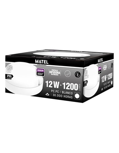 Aplique Led Redond Blanco Sen Ip65 12w F