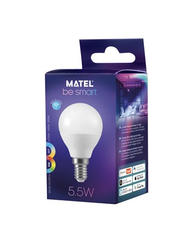 Matel smart wifi E14 5.5W RGB+CCT lâmpada LED...