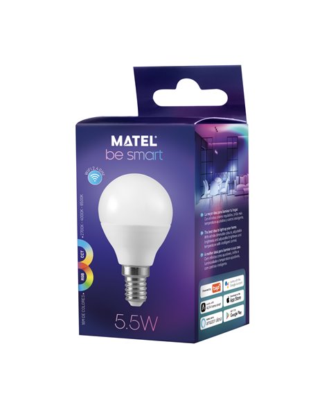 Bomb Led Smart Wifi Esferic E14 5,5w Rgb