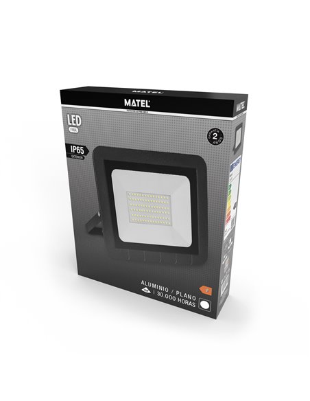Proyector Led Plano Negro 75w Fria