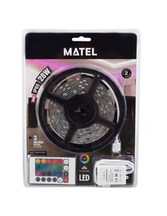 Kit Tira Led 12V 3mt 28w Ip65 Rgb 2