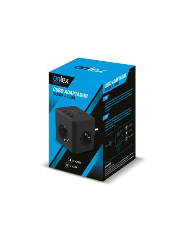 Powercube 10a 3tomas+3usb's Negro