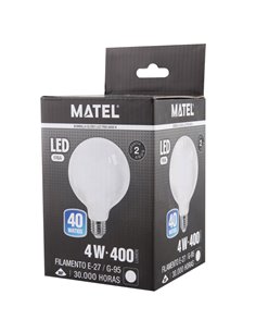 Bombilla led filamento matel e27 g95 4w fría opal 2