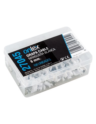 Grapa Cable Manguera Blanca 6mm (100u)
