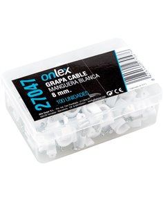 Grapa Cable Manguera Blanca 8mm (100u) 2
