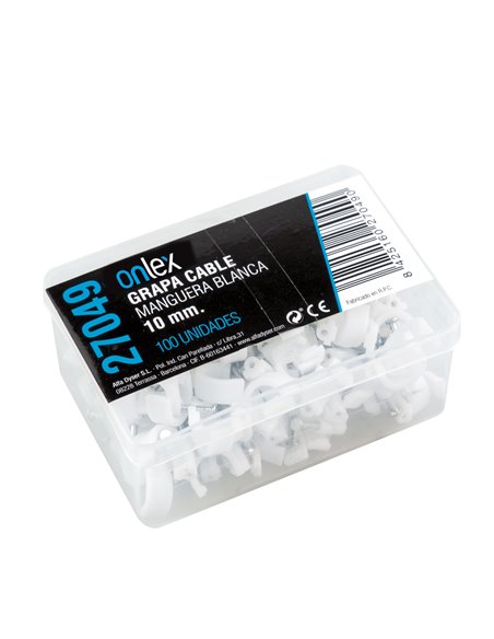 Grapa Cable Manguera Blanca 10mm (100u)