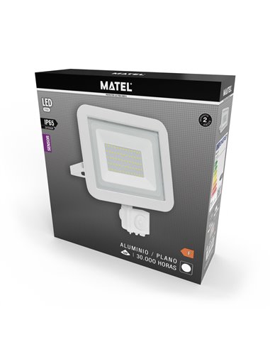 Proyector Led Sensor Plano Blanco 50w F