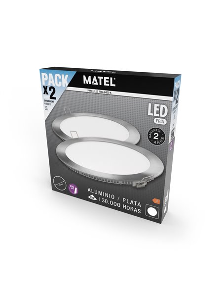 Downlight Led Redondo Plata 18w F 2unid