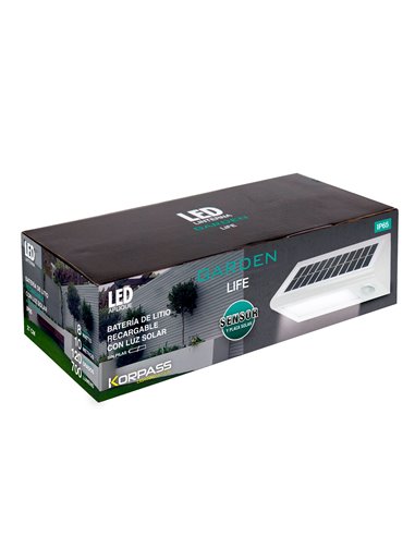 Aplique Led Solar Blanco Sensor 27cm 8w