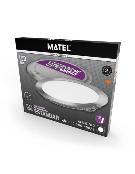 Downlight led redondo plano matel plata 18w fría